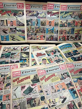 Vintage Guy Fortune comic newspaper sections collection