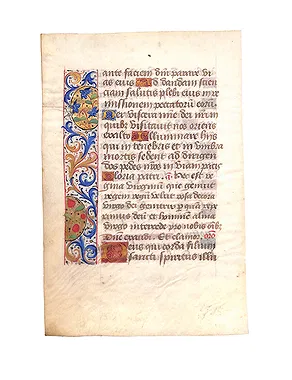Medieval illuminated manuscript page with decorated initials