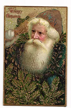 Vintage A Merry Christmas embossed postcard with Santa Claus
