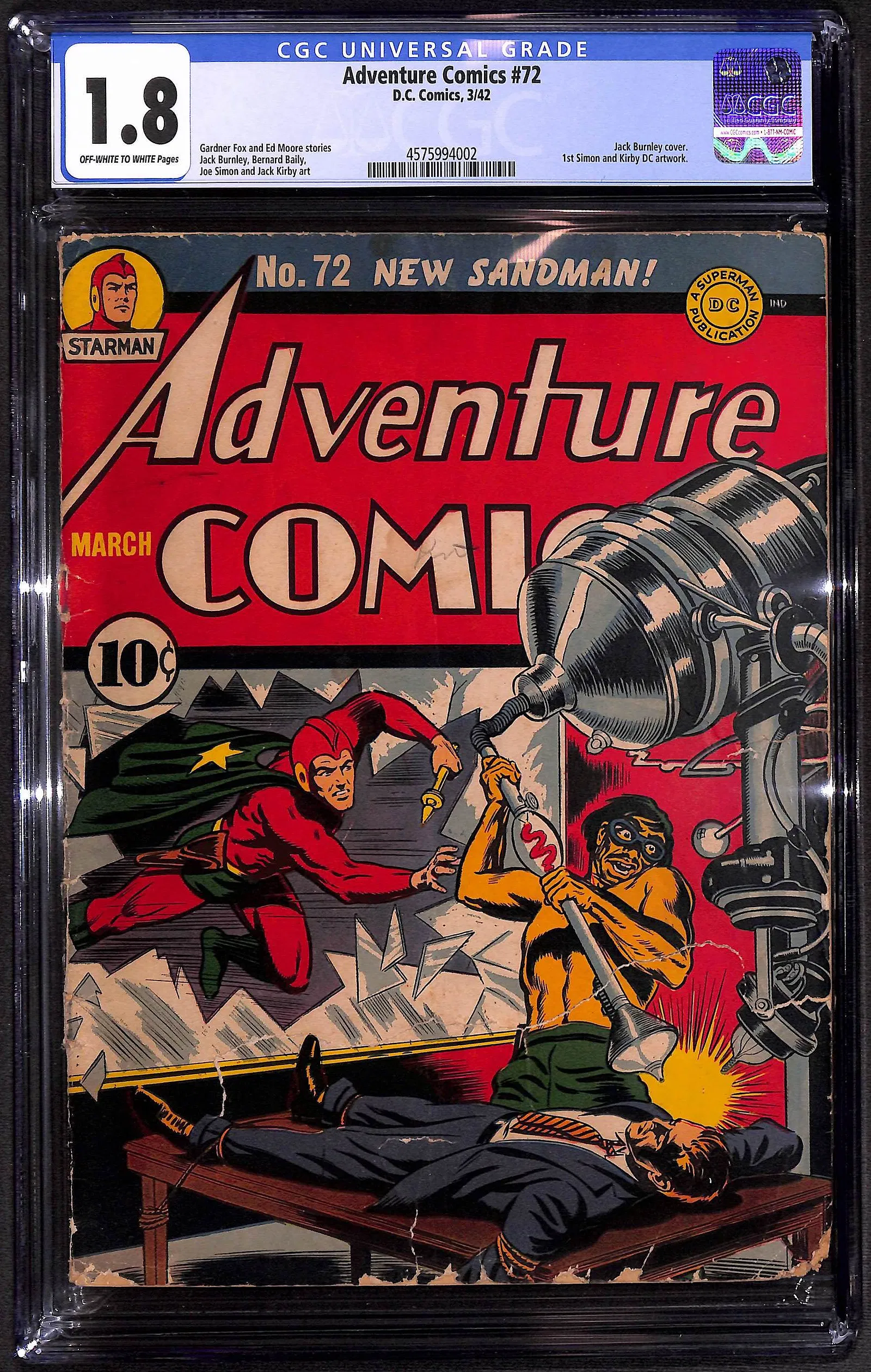 Adventure Comics #72 DC March 1942 key issue first Joe Simon and Jack Kirby DC art