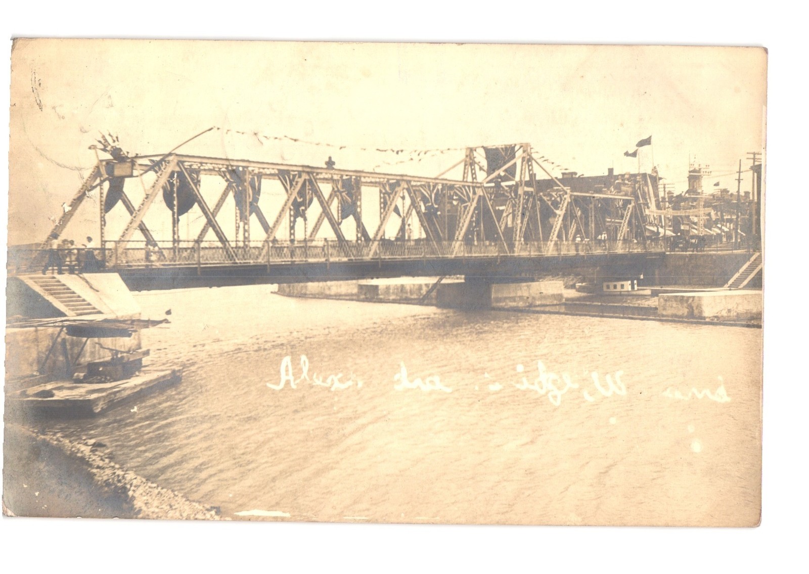 Alexandria Bridge West Virginia RPPC postcard, decorated 1906, Moundsville–Wheeling area