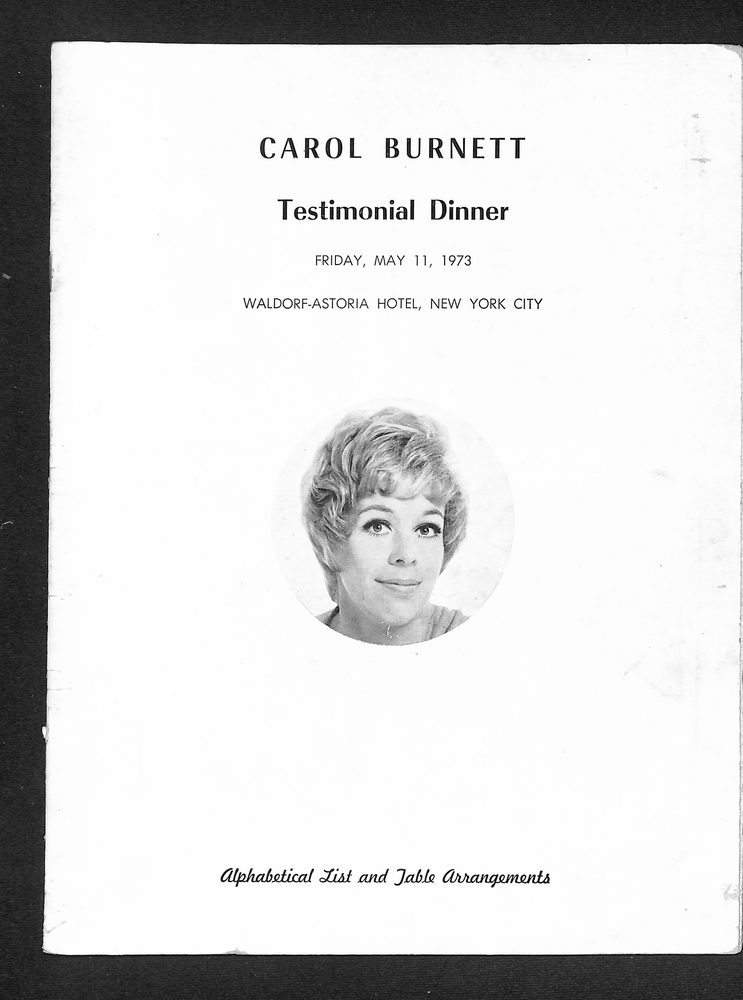 Carol Burnett testimonial dinner program with Dick Cavett, Friars Club, New York City, May 11, 1973
