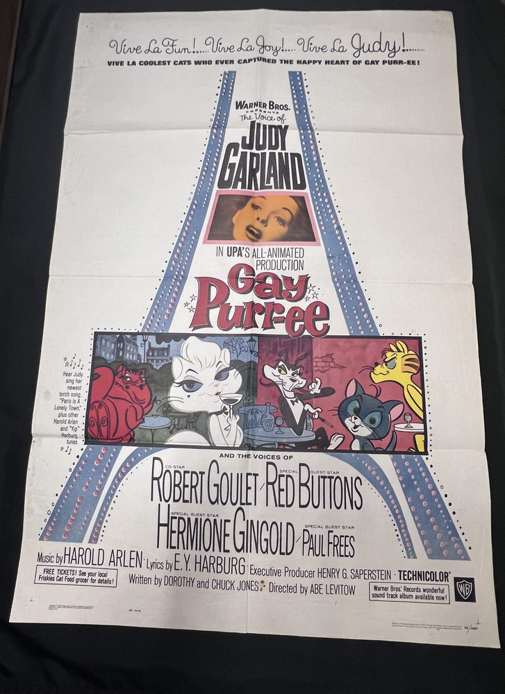 Gay Purr-ee 1962 original one sheet movie poster, Judy Garland, Warner Bros.