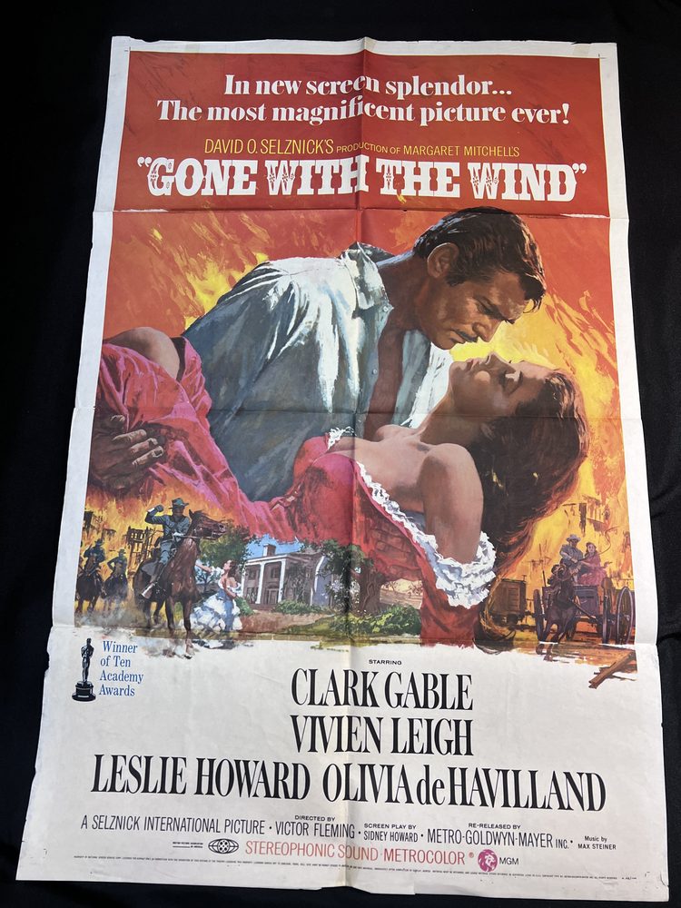 Gone With The Wind R-1968 re-release one sheet movie poster, Clark Gable and Vivien Leigh