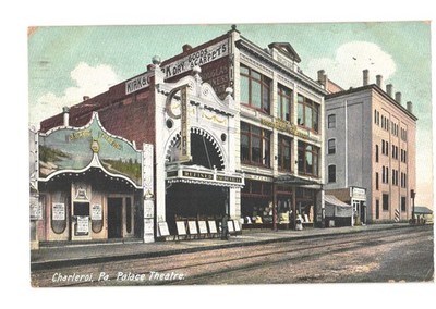 Charleroi PA Palace Electric Theatre Street Scene Hugh C. Leighton 1909 Postcard