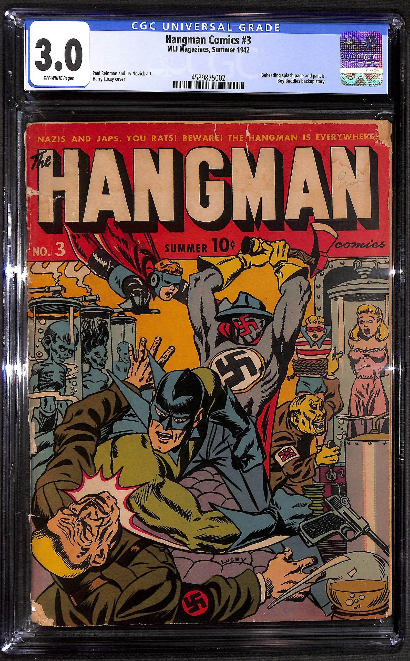 Hangman Comics #3 CGC 3.0 MLJ Magazines Summer 1942 first Nazi war comic