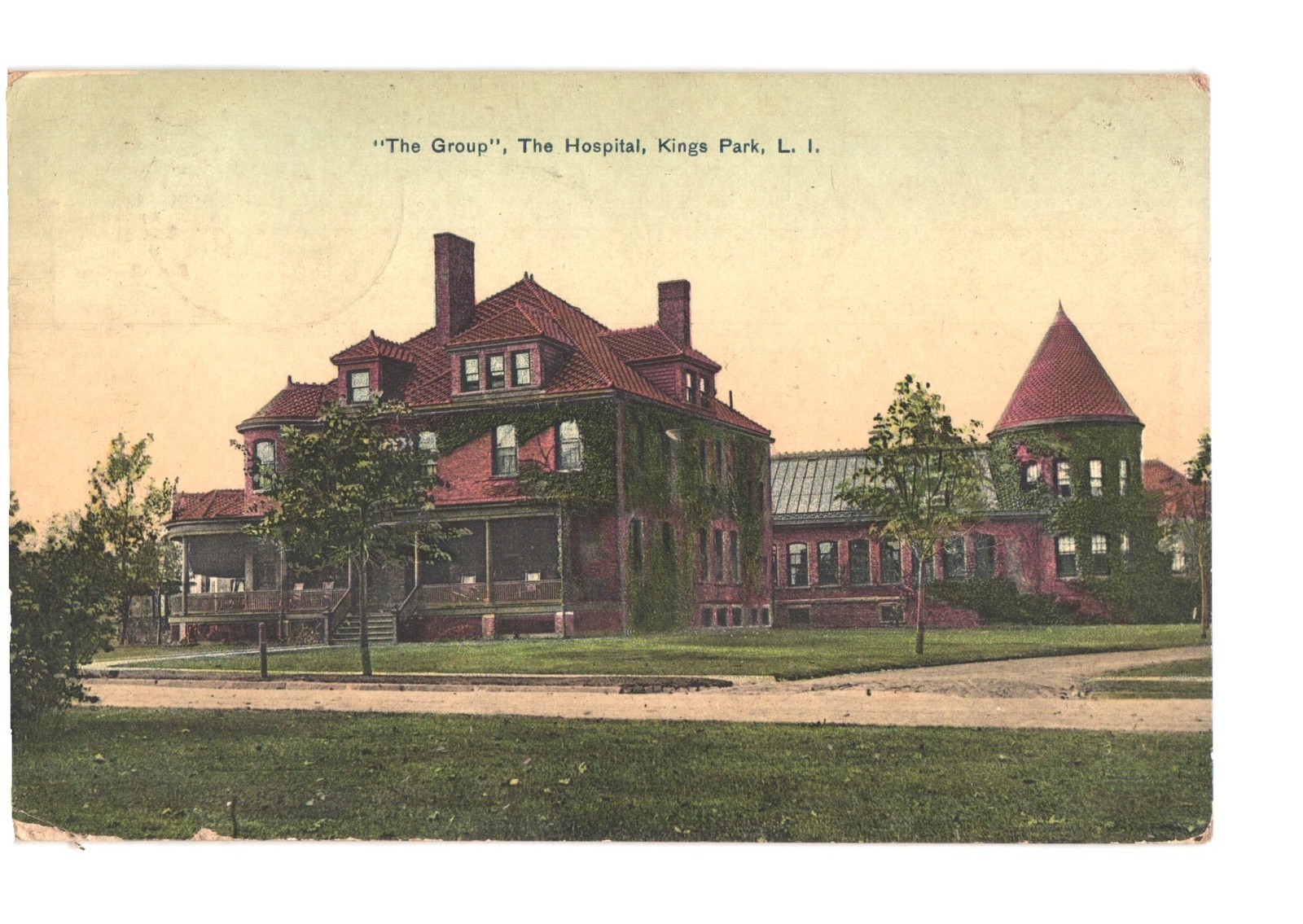 Octochrome 1913 Kings Park Hospital group view, Long Island, North Plymouth MA