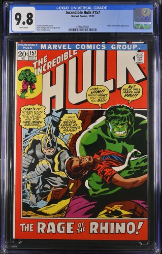 The Incredible Hulk #157 — CGC 9.8 White Pages, Highest Existing CGC Grade